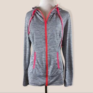 Lukka Athletic Zip Hoodie Stripe Thumbholes XL